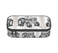 Estuche para lápices con estampado de zanahoria, tamaño mediano, bolsa con doble cremallera para el trabajo, lindo, Tractor de dibujos animados, Talla única