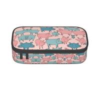 Estuche para lápices con estampado de zanahoria, tamaño mediano, bolsa con doble cremallera para el trabajo, lindo, Bonito patrón de cerdos, Talla única, Compacto