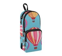 Estuche para lápices con forma de globo aerostático, gran capacidad, con compartimento, para estudiantes, escuela, escuela, oficina, trabajo, Globo de aire caliente, Talla única, Maletín