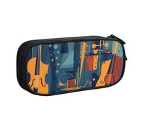 Estuche para lápices con forma de violonchelo y violín, colorido estuche para lápices de música, organizador de artículos de oficina, neceser portátil con cremallera y múltiples compartimentos.