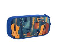 Estuche para lápices con forma de violonchelo y violín, colorido estuche para lápices de música, organizador de artículos de oficina, neceser portátil con cremallera y múltiples compartimentos.