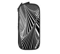 Estuche para lápices con gráficos 3D en blanco y negro, minimalista, portátil, duradero, con cremallera, para escuela, oficina, color negro, color, 5.0cm*10.5cm*20.5cm, Estuche para lápices