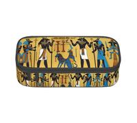Estuche para lápices con impresión de la serie Ancient Egypt Tribe Series, estuche de gran capacidad, bolsa de maquillaje multiusos con cremallera, Black, Talla única, Neceser