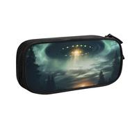 Estuche para lápices con impresión OVNI at Night para guardar cosméticos, herramientas de arte, suministros para estudiantes, profesores, uso versátil, Black, Talla única, Juego de mochila escolar