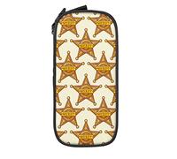 Estuche para lápices con insignias de sheriff occidentales, color dorado vintage, bolsa organizadora para lápices para la escuela media/secundaria, oficina universitaria