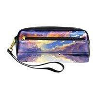 Estuche para lápices con patrón de arte abstracto, bolsa de piel sintética con cremallera para niños y niñas, suministros escolares y de oficina