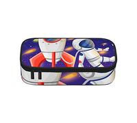 Estuche para lápices con patrón de diamantes de gran capacidad, bolsa de papelería de oficina, bolsa de cosméticos con compartimentos para niñas, niños y adultos, universo, astronauta, cohete, galaxia, talla única