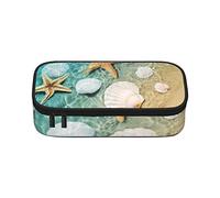 Estuche para lápices con patrón de diamantes de gran capacidad, bolsa de papelería de oficina, bolsa de cosméticos con compartimentos para niñas, niños y adultos, estrella de mar de playa, talla única