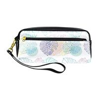 Estuche para lápices con patrón de hojas tropicales de acuarela, bolsa de piel sintética con cremallera para niños y niñas, suministros escolares y de oficina