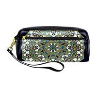 Estuche para lápices con patrón de mandala, bolsa de piel sintética con cremallera para niños y niñas, suministros escolares y de oficina