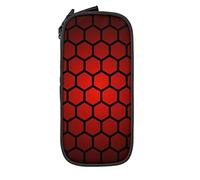 Estuche para lápices con patrón hexagonal rojo, minimalista, portátil, duradero, con cremallera, para escuela, oficina, negro, color, 5.0cm*10.5cm*20.5cm, Estuche para lápices