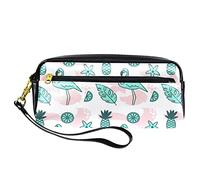 Estuche para lápices con patrón tropical, bolsa de piel sintética con cremallera para niños y niñas, suministros escolares y de oficina