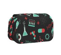 Estuche para lápices con Patrones de química y Ciencia Verde, Organizador de papelería portátil de Doble Capa