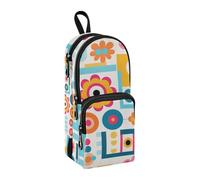 Estuche para lápices con símbolo floral, gran capacidad, con compartimento, para estudiantes, escuela, oficina, trabajo, Símbolo floral, Talla única, Maletín