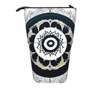 Estuche para lápices con soporte extensible redondo en blanco y negro, tela Oxford multidiseño, altura ajustable, bolsa de cosméticos multiusos