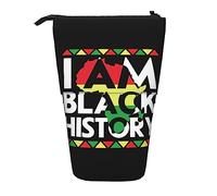 Estuche para lápices con texto en inglés "I Am Black History Month Standing Pencil Case, Cute Pencil Pouch Large Capacity Pen Case Portable Pencil Bag for Women M, color, 5.0cm*10.5cm*20.5cm, Estuche