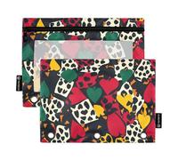 Estuche para lápices con ventana transparente con estampado de piel de guepardo Texas Hold'em, estuche en varios colores, carpeta de tres anillos para almacenar suministros escolares de oficina