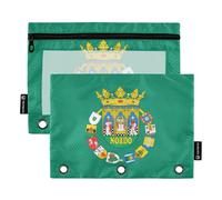 Estuche para lápices de 3 anillas con cremallera de la bandera de Sevilla, con impresión artística, carpetas transparentes, estuche escolar suave, 9.8 x 7.1 pulgadas, 2 paquetes