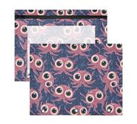 Estuche para lápices de 3 anillas, estuche transparente con ventana superior, gran capacidad para oficina, escuela, paquete de 2 unidades, patrón de pulpo, patrón de puntos