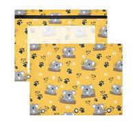 Estuche para lápices de 3 anillas, estuche transparente con ventana superior, gran capacidad para oficina, escuela, 2 unidades, patrón de huella de koala