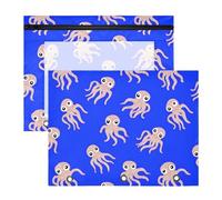 Estuche para lápices de 3 anillas, estuche transparente con ventana superior, gran capacidad para oficina, escuela, paquete de 2 unidades, patrón de pulpo con ojos grandes