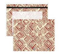 Estuche para lápices de 3 anillas, estuche transparente con ventana superior, gran capacidad para oficina, escuela, 2 unidades, patrón geométrico rojo