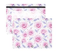 Estuche para lápices de 3 anillas, estuche transparente con ventana superior, gran capacidad para oficina, escuela, paquete de 2 unidades, patrón de rosa claro