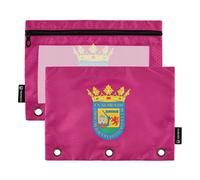 Estuche para lápices de 3 anillos con cremallera para mujer, estuche transparente para bolígrafos, estuche escolar con bandera de la provincia de Álava, 9.8 x 7.1 pulgadas, 2 paquetes