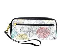 Estuche para lápices de acuarela con diseño de pájaros y flores de piel sintética con cremallera para niños y niñas, suministros escolares y de oficina