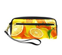 Estuche para lápices de acuarela, limones, naranjas, bolsa de piel sintética con cremallera, para niños y niñas, suministros escolares y de oficina