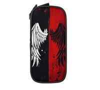 Estuche para lápices de alas de demonio de ángel, minimalista, portátil, duradero, con cremallera, para escuela, oficina, color negro, color, 5.0cm*10.5cm*20.5cm, Estuche para lápices