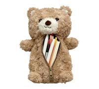 Estuche para lápices de animales de gran capacidad con cremallera para | Estuche de felpa con forma de oso para lápices de biblioteca, aula, brochas de maquillaje, regreso a clases, viajes