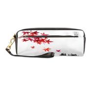 Estuche para lápices de arce japonés, de piel sintética, para niños, niñas, hombres, mujeres, bolsa tradicional japonesa para lápices, bolsa con cremallera para artículos de papelería, cosméticos y