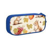 Estuche para lápices de ardilla y bayas de uva para niños y niñas, lindo zorro, bolsa grande para bolígrafos, organizador de escritorio, estuche para lápices para escuela, oficina, bolsa de maquillaje