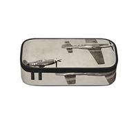 Estuche para lápices de avión de la Segunda Guerra Mundial, gran capacidad, bolsa de papelería de oficina, bolsa de cosméticos con compartimentos para niñas, niños y adultos