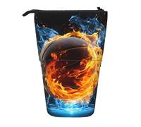 Estuche para lápices de baloncesto de pie y fuego con soporte telescópico para lápices, bolsa de cosméticos, organizador de papelería para escuela, oficina, viajes