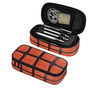 Estuche para lápices de baloncesto para niños y niños, bonito estuche para lápices grande con doble cremallera, bolsa portátil para suministros de oficina escolar