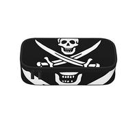 Estuche para lápices de bandera pirata, gran capacidad, bolsa de papelería de oficina, bolsa de cosméticos con compartimentos para niñas, niños y adultos