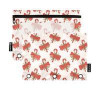 Estuche para lápices de bastón de Navidad rojo para niños con ventana transparente, estuche grande con cremallera en varios colores, carpeta de tres anillos para suministros de oficina, multicolor, 2