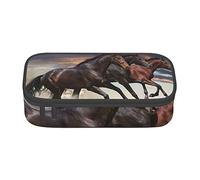 Estuche para lápices de caballos corriendo en un galope a lo largo para niñas y niños, ligero y duradero, bolsa organizadora de papelería escolar