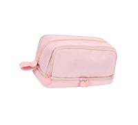 Estuche para lápices de color sólido, de doble capa, bolsa de gran capacidad, suministros de vuelta a la escuela para niñas, estuche de color sólido, bolsa de doble capa para estudiantes, a