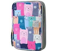 Estuche para lápices de colores de 192 ranuras, organizador de lona de gran capacidad con cremallera, soporte para lápices para artistas y estudiantes, Gato de aprendizaje, Estuche para bolígrafo