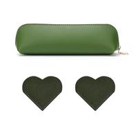 Estuche Para Lápices De Cuero De 1 Pieza Y Marcapáginas De Amor De Cuero De 2 Piezas, Estuche Para Lápices Simple, Bolsa De Papelería Para Estudiantes, Útiles Escolares