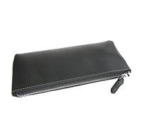 Estuche para lápices de cuero, estuche para lápices pequeño, Estuche de piel con cremallera Multicolor 21x8,5x2,5cm(Black)