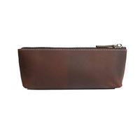 Estuche para lápices de cuero, estuche para lápices pequeño, Estuche de piel con cremallera Multicolor 21x8,5x2,5cm(Coffee)