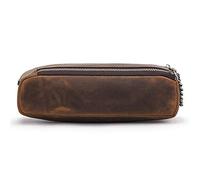 Estuche para lápices de cuero, estuche para lápices pequeño, Estuche Escolar Piel Café Cremallera Metálica 20.5x6x7cm