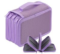 Estuche para Lápices de Dibujo con 72 Ranuras, Estuche de Lápices Oxford de Gran Capacidad de Cuatro Capas, Bolso Organizador de Bolígrafos de Colores con Cremallera para Estudiantes Artista (Morado)
