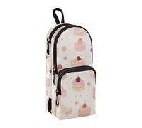 Estuche para lápices de dibujos animados, gran capacidad, con compartimento, para estudiantes, escuela, oficina, trabajo, Pasteles de dibujos animados, Talla única, Maletín