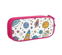 Estuche para lápices de dibujos animados para niños y niñas, universo espacial, bolsa grande para bolígrafos, escritorio, papelería, organizador de lápices, bolsa de maquillaje con cremallera para