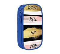 Estuche para lápices de doble capa con estampado de rayas Don't Kill My Vibe con bolsa de papelería escolar de gran capacidad